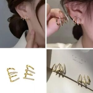 Gold and Silver Geometric Earrings with Modern Design